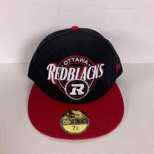 NEW Ottawa Redblacks Hat New Era 59Fifty Size 7 3/8 CFL Football Black Red